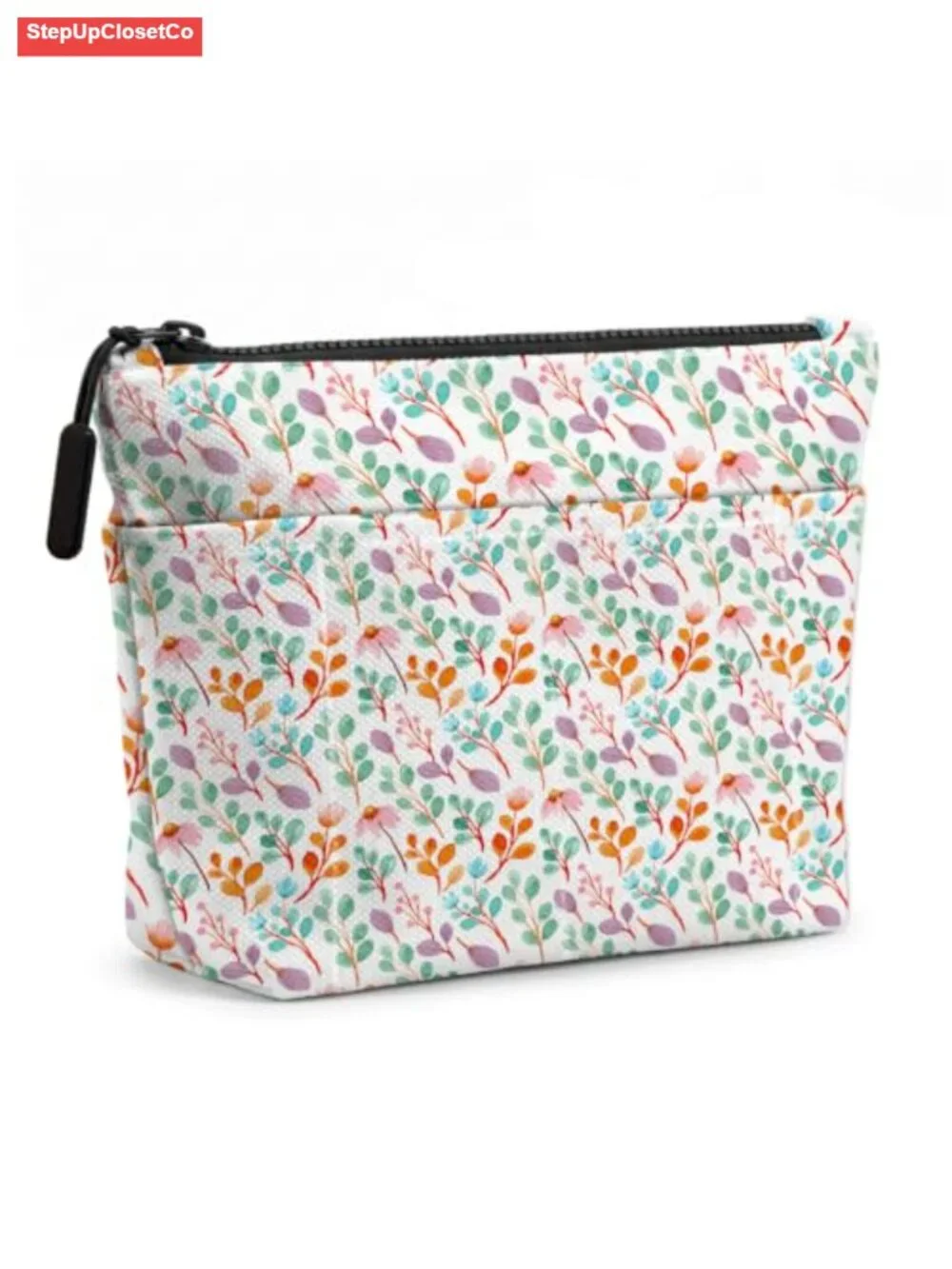 Floral Makeup Bag with 8 Pockets for Travel Toiletry Organizer